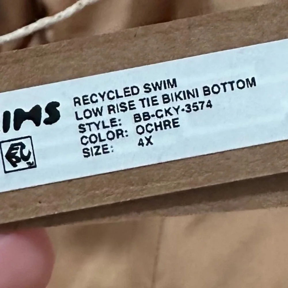 SKIMS | NWT Women's Recycled Swim Low Rise‎ Tie Bikini Bottom, Ochre, Size 4X